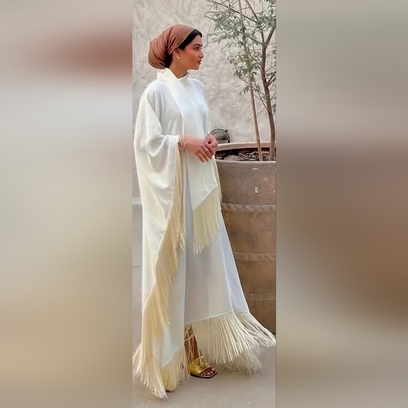 Glam Hippie Brand New Gorgeous 😍 Elegant Fringed Kaften Dress - Picture 4 of 7